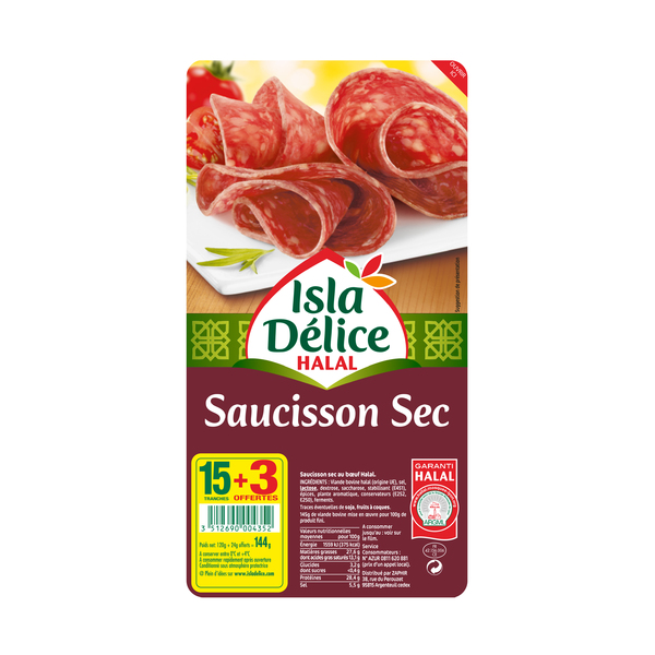 Photo Saucisson sec 15 tranches + 3 offertes